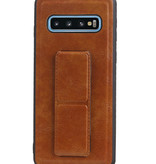 Grip Stand Hardcase Backcover para Samsung Galaxy S10 Marrón