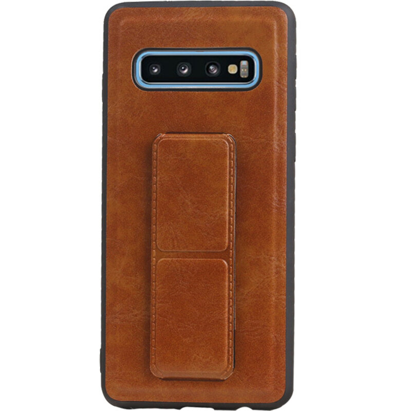 Grip Stand Hardcase Backcover for Samsung Galaxy S10 Brown