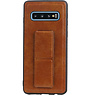 Grip Stand Back Cover rigido per Samsung Galaxy S10 Brown