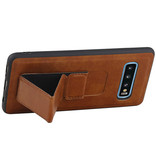 Grip Stand Hardcase Backcover for Samsung Galaxy S10 Brown