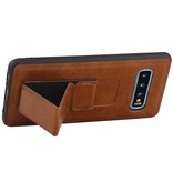 Grip Stand Hardcase Bagcover til Samsung Galaxy S10 Brown
