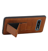 Grip Stand Hardcase Backcover voor Samsung Galaxy S10 Bruin