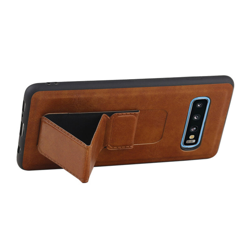 Grip Stand Hardcase Backcover for Samsung Galaxy S10 Brown