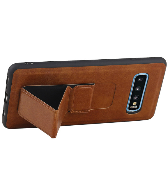Grip Stand Hardcover Backcover pour Samsung Galaxy S10 Brown