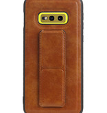 Grip Stand Hardcover Backcover pour Samsung Galaxy S10E Brown