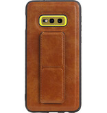 Grip Stand Hardcase Backcover voor Samsung Galaxy S10E Bruin