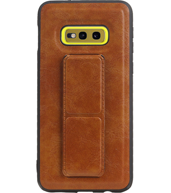 Grip Stand Hardcase Backcover for Samsung Galaxy S10E Brown