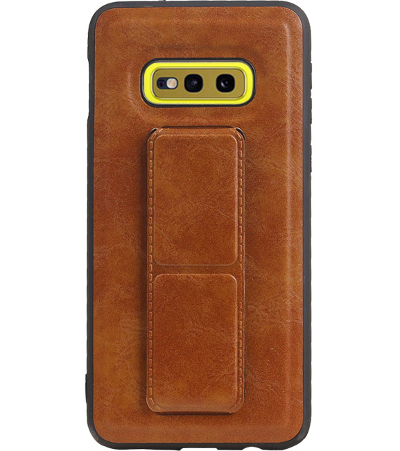 Grip Stand Hardcover Backcover pour Samsung Galaxy S10E Brown