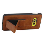 Grip Stand Hardcover Backcover pour Samsung Galaxy S10E Brown
