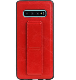 Grip Stand Hardcover Backcover pour Samsung Galaxy S10 Plus Rouge