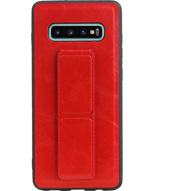 Grip Stand Hardcase Backcover voor Samsung Galaxy S10 Plus Rood