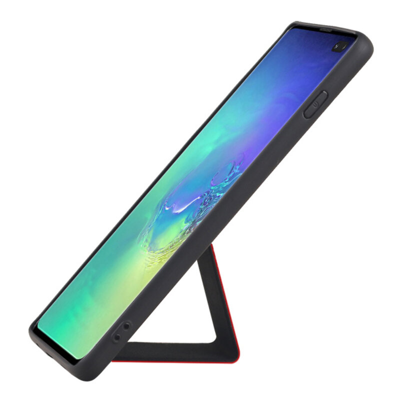 Grip Stand Back Cover rigido per Samsung Galaxy S10 Plus Red