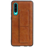 Grip Stand Hardcase Backcover voor Huawei P30 Bruin