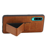 Grip Stand Hardcase Backcover for Huawei P30 Brown