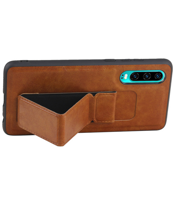 Grip Stand Hardcase Backcover for Huawei P30 Brown