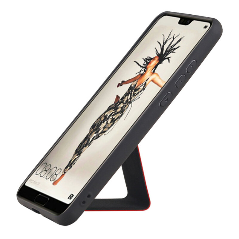Grip Stand Hardcase Backcover voor Huawei P20 Rood