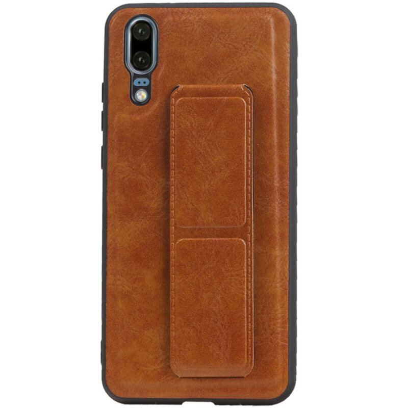 Grip Stand Hardcase Backcover voor Huawei P20 Bruin
