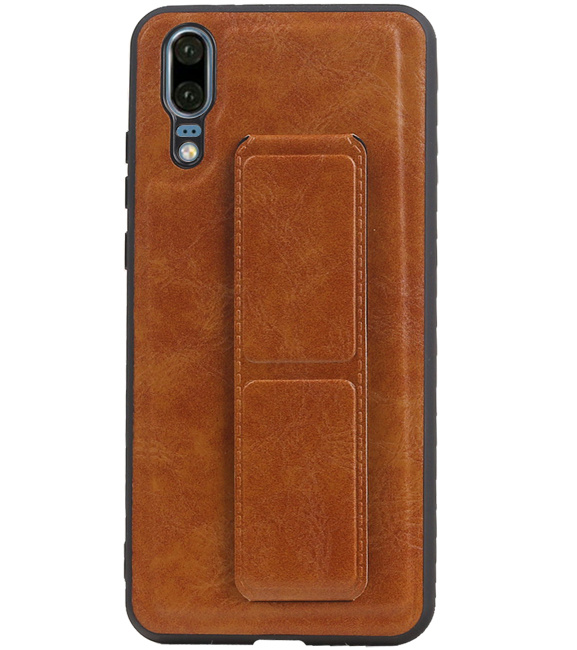 Grip Stand Hardcover Backcover pour Huawei P20 Marron