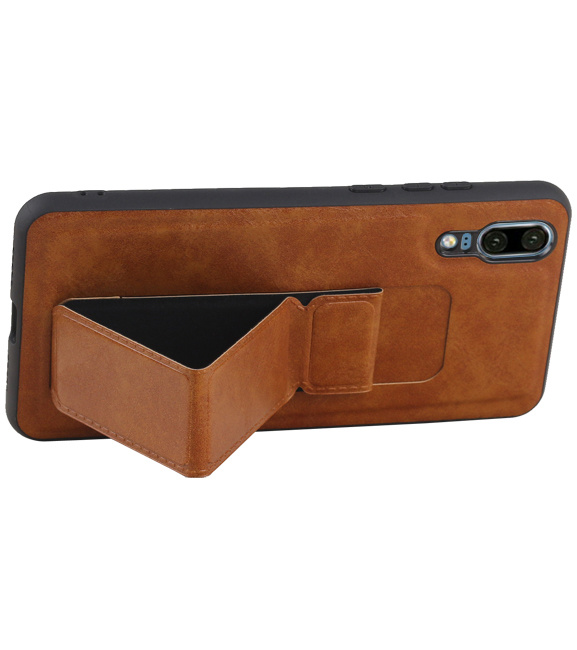 Grip Stand Hardcase Backcover for Huawei P20 Brown