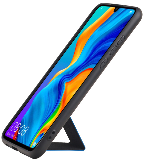 Grip Stand Hardcase Backcover voor Huawei P20 Lite Blauw