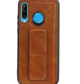 Grip Stand Hardcase Backcover for Huawei P20 Lite Brown