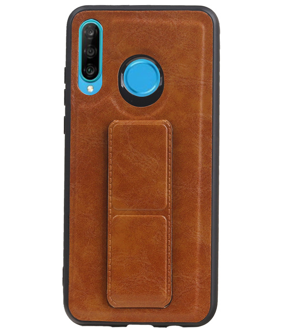 Grip Stand Hardcase Backcover voor Huawei P20 Lite Bruin