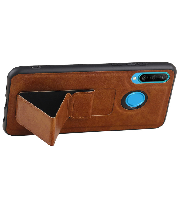 Grip Stand Hardcase Backcover voor Huawei P20 Lite Bruin