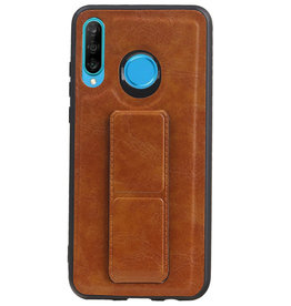 Funda rígida con soporte de agarre para Huawei P30 Lite / Nova 4E Marrón