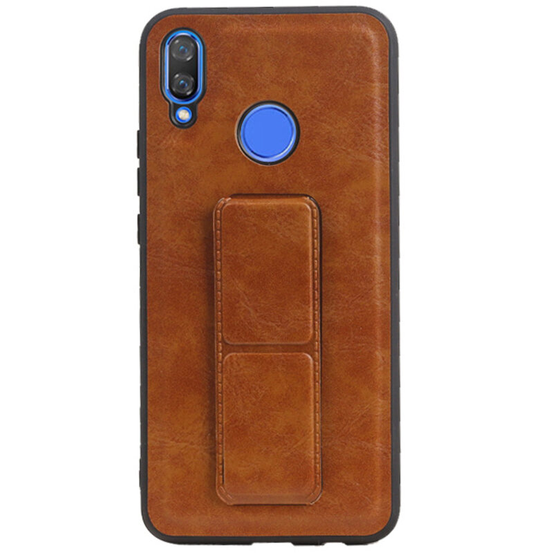 Grip Stand Hardcase Backcover voor Huawei Nova 3 Bruin