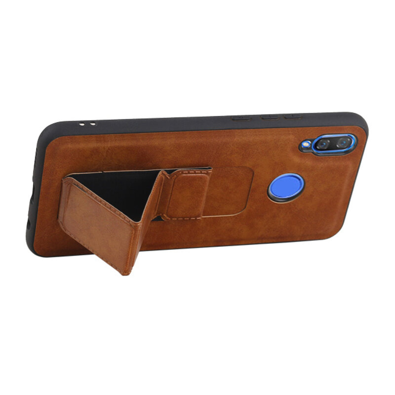 Grip Stand Hardcase Backcover for Huawei Nova 3 Brown