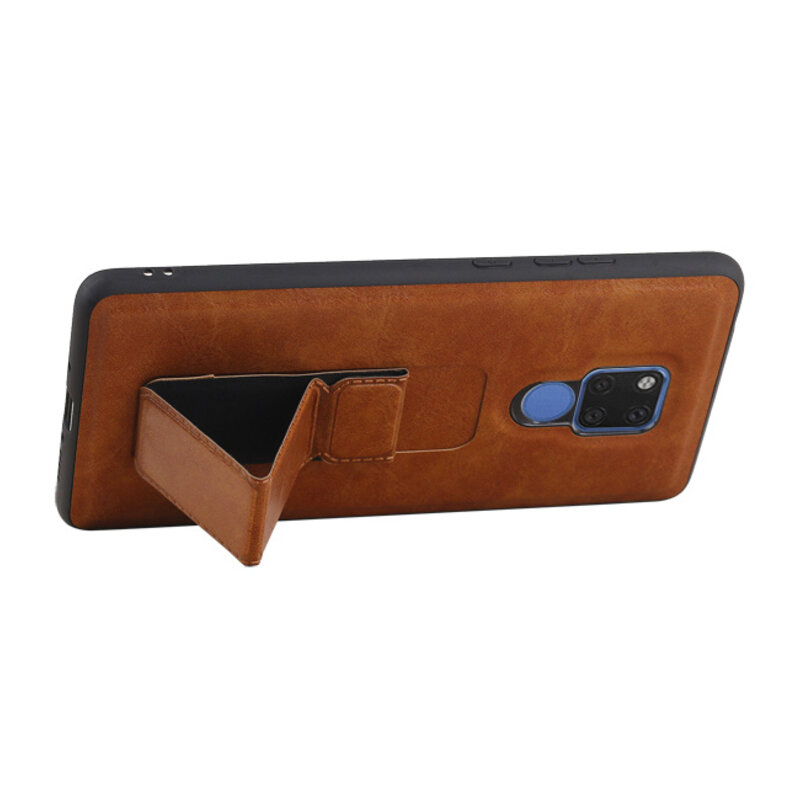 Grip Stand Hardcase Backcover for Huawei Mate 20 X Brown