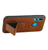 Grip Stand Hardcase Backcover for Huawei P Smart Plus Brown