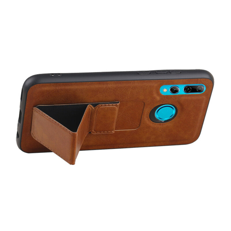 Grip Stand Hardcase Backcover for Huawei P Smart Plus Brown