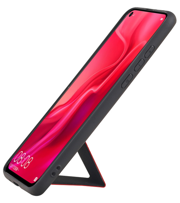 Grip Stand Hardcover Backcover pour Huawei Nova 4 Rouge
