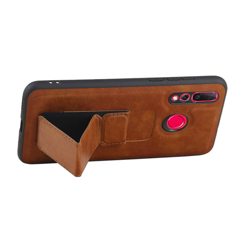 Grip Stand Hardcase Backcover for Huawei Nova 4 Brown