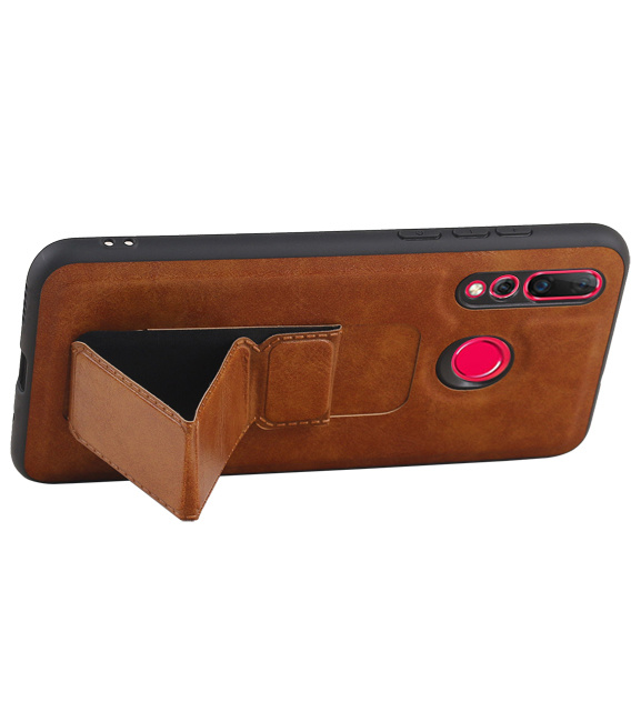 Grip Stand Hardcase Backcover for Huawei Nova 4 Brown