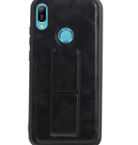 Grip Stand Hardcase Backcover für Huawei Y6 2019 Schwarz