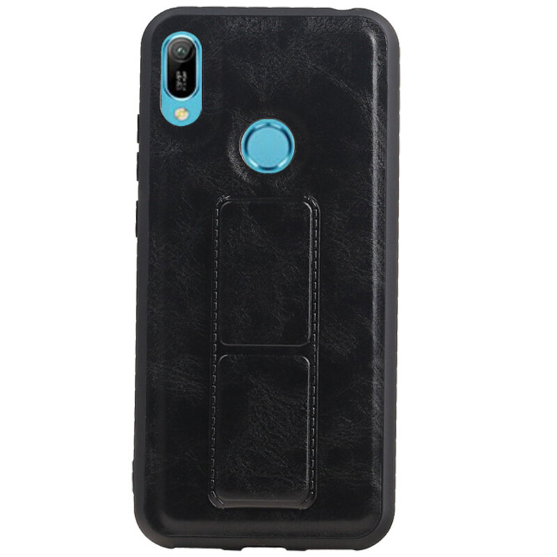 Grip Stand Hardcase Backcover per Huawei Y6 2019 Nero