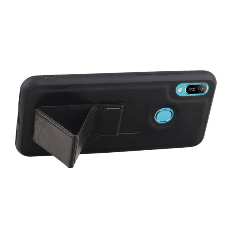 Grip Stand Hardcase Backcover per Huawei Y6 2019 Nero