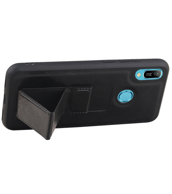 Grip Stand Hardcase Backcover voor Huawei Y6 2019 Zwart