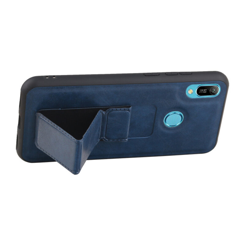 Grip Stand Hardcase Backcover voor Huawei Y6 2019 Blauw