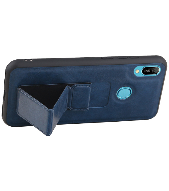 Grip Stand Hardcase Backcover voor Huawei Y6 2019 Blauw