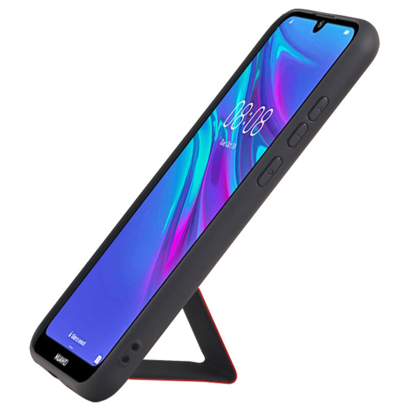 Grip Stand Hardcase Bagbeklædning til Huawei Y6 2019 Rød