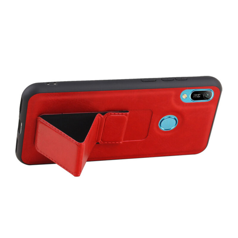 Grip Stand Hardcover Backcover pour Huawei Y6 2019 Rouge