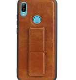 Grip Stand Hardcase Backcover for Huawei Y6 2019 Brown