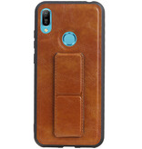 Grip Stand Hardcover Backcover pour Huawei Y6 2019 Marron