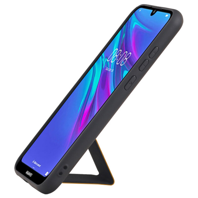 Grip Stand Hardcover Backcover pour Huawei Y6 2019 Marron