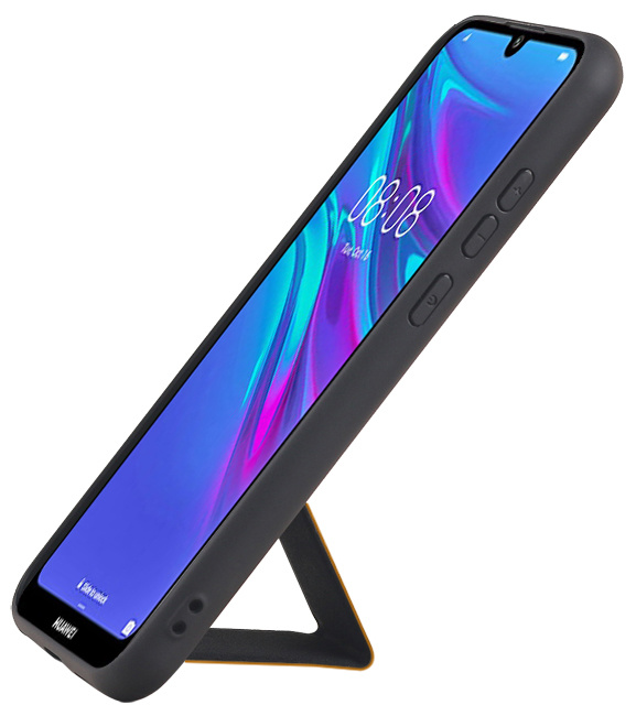 Grip Stand Hardcase Backcover voor Huawei Y6 2019 Bruin