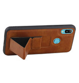 Grip Stand Hardcover Backcover pour Huawei Y6 2019 Marron