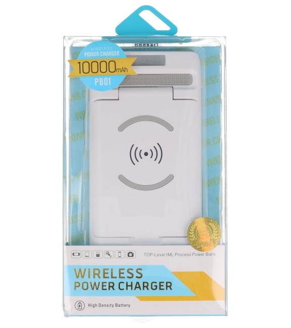 PowerBank + Caricabatterie wireless + Caricatore da tavolo con supporto bianco